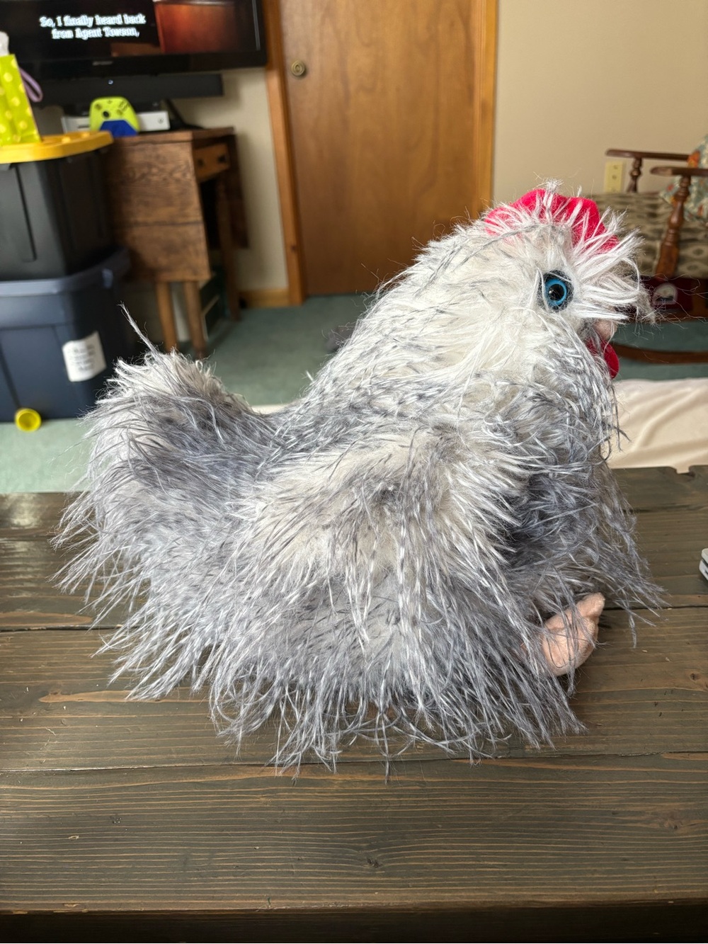 Plush Gray Chicken Toy with Red Comb - Brand: - Picture 4 of 9